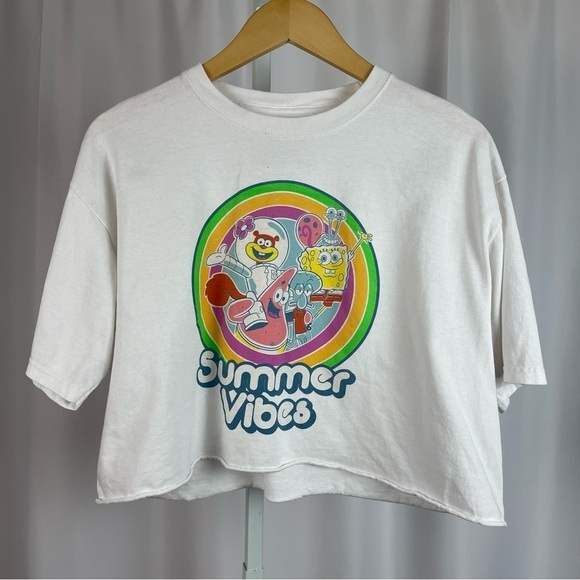 Nickelodeon Spongebob Squarepants Medium Graphic Crop Top Y2K 90's Cartoon - Picture 1 of 6